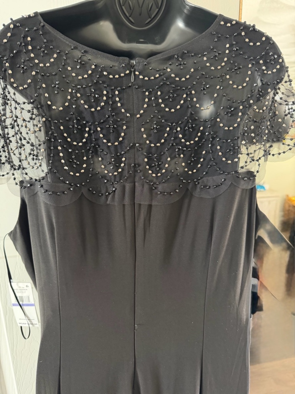 Alex evenings Black Beaded Overlay Dress size 18 new with tags